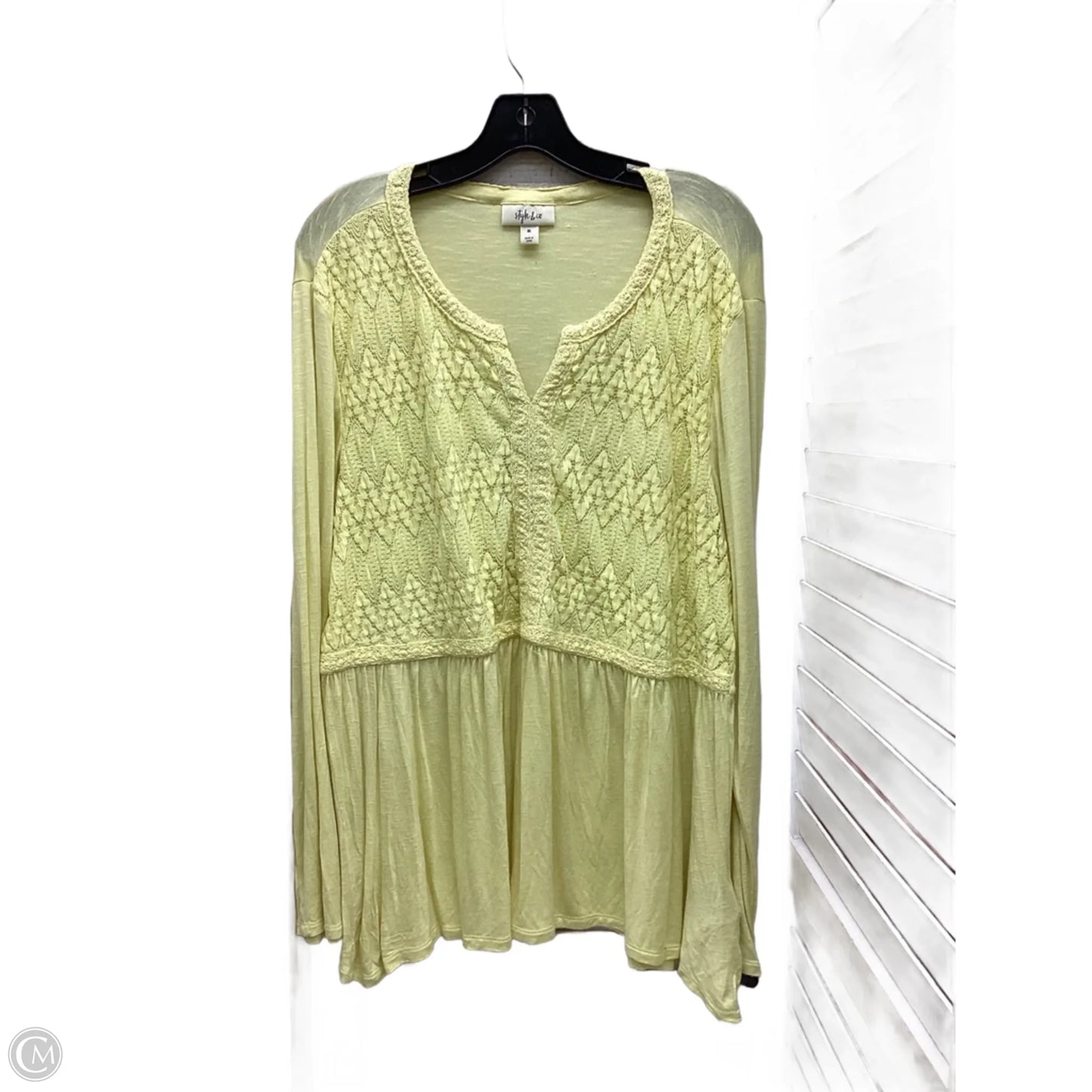 Top Long Sleeve By Style And Co Collection Women In Yellow, Size: Xl