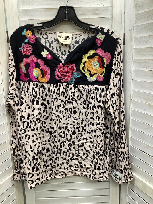 Top Long Sleeve By Savanna Jane In Animal Print, Size: 2x