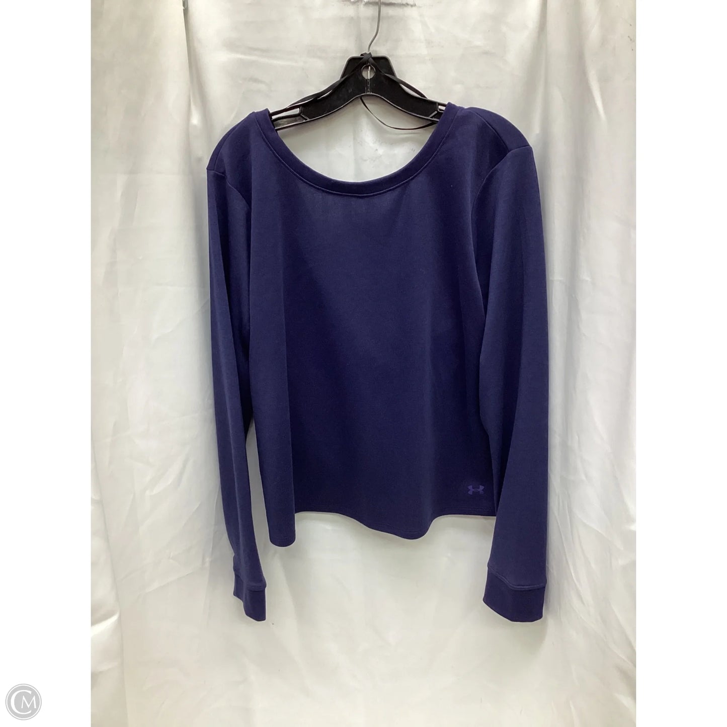 Athletic Top Long Sleeve Collar By Under Armour In Navy, Size: Xl
