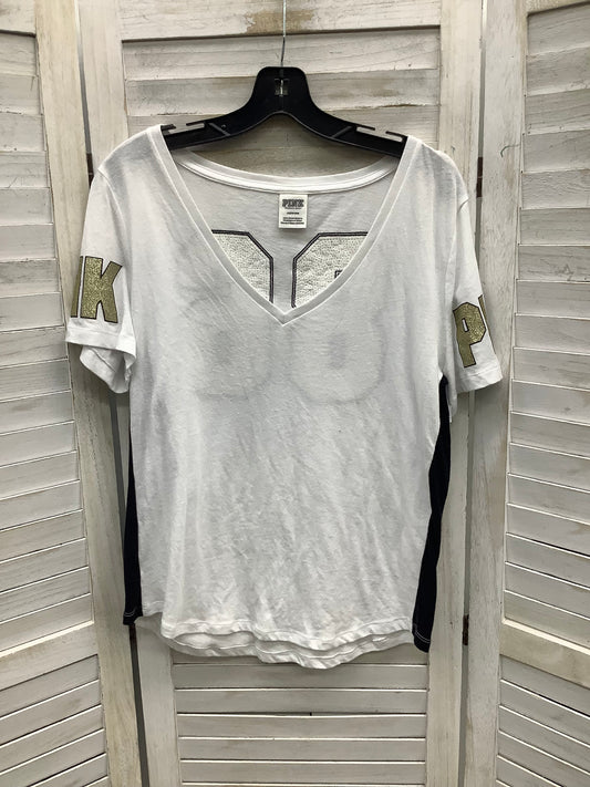 Top Short Sleeve By Pink In White, Size: L