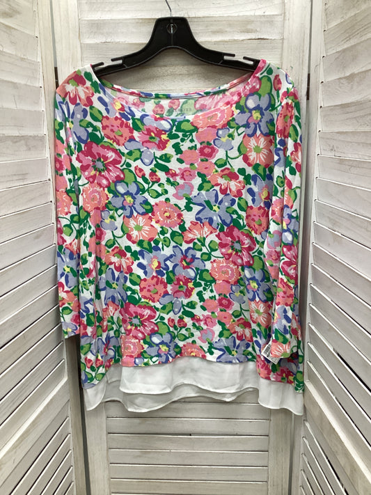 Top 3/4 Sleeve By Talbots In Floral Print, Size: Xl