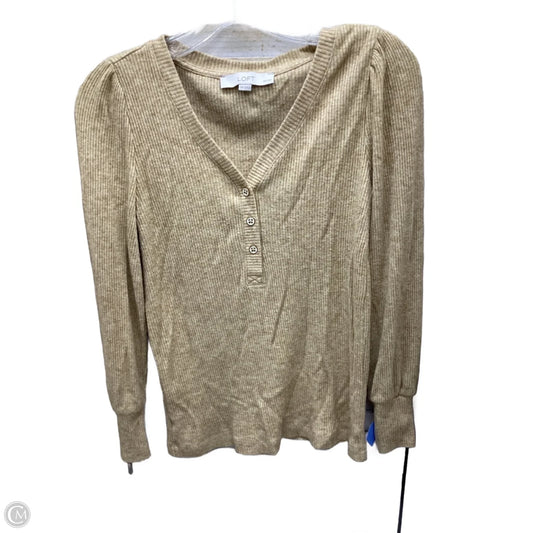 Top Long Sleeve By Loft In Tan, Size: Mp