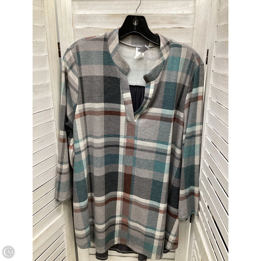 Top Long Sleeve By Honeyme In Plaid Pattern, Size: Xl