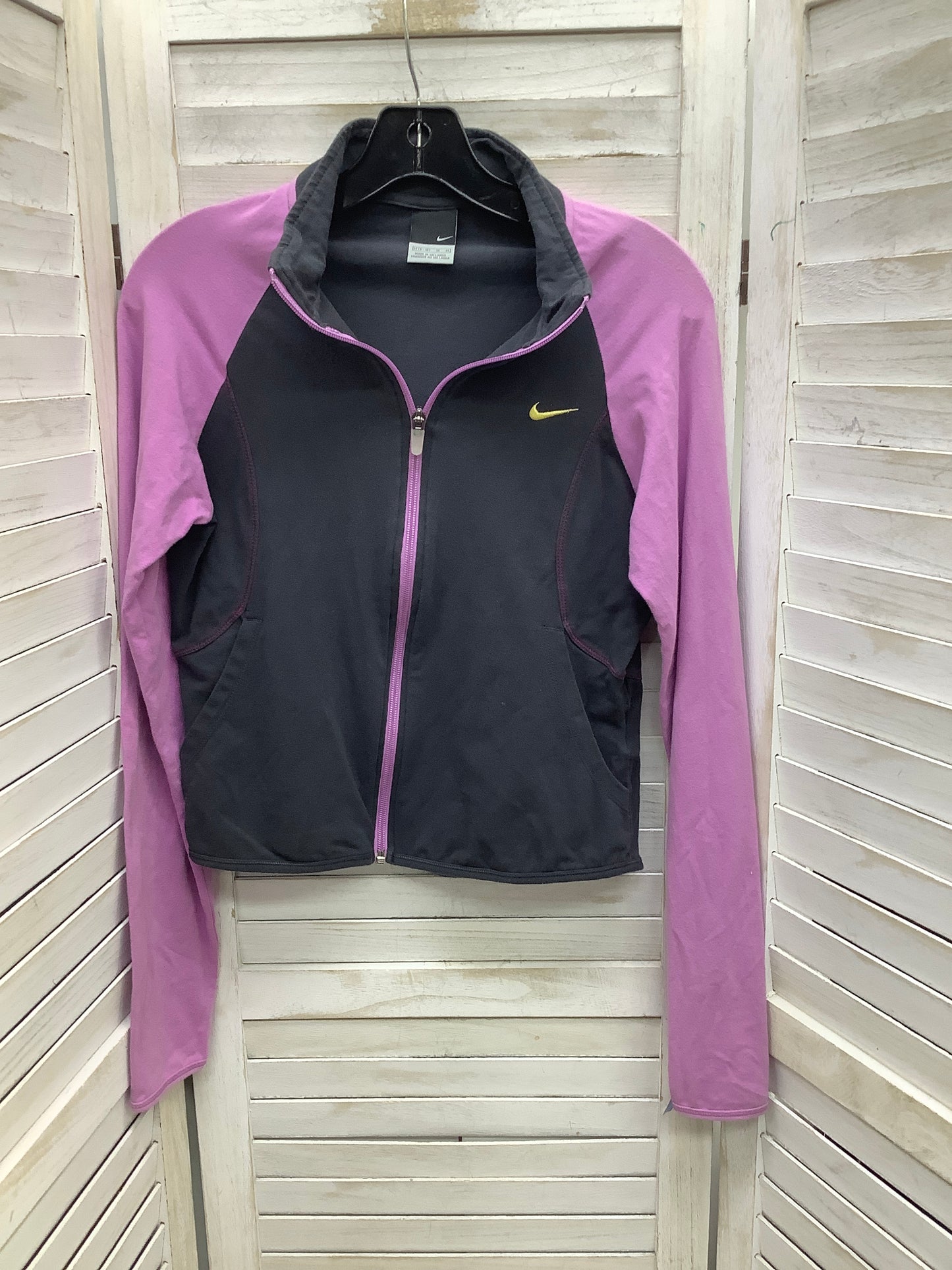 Athletic Jacket By Nike In Grey & Purple, Size: M