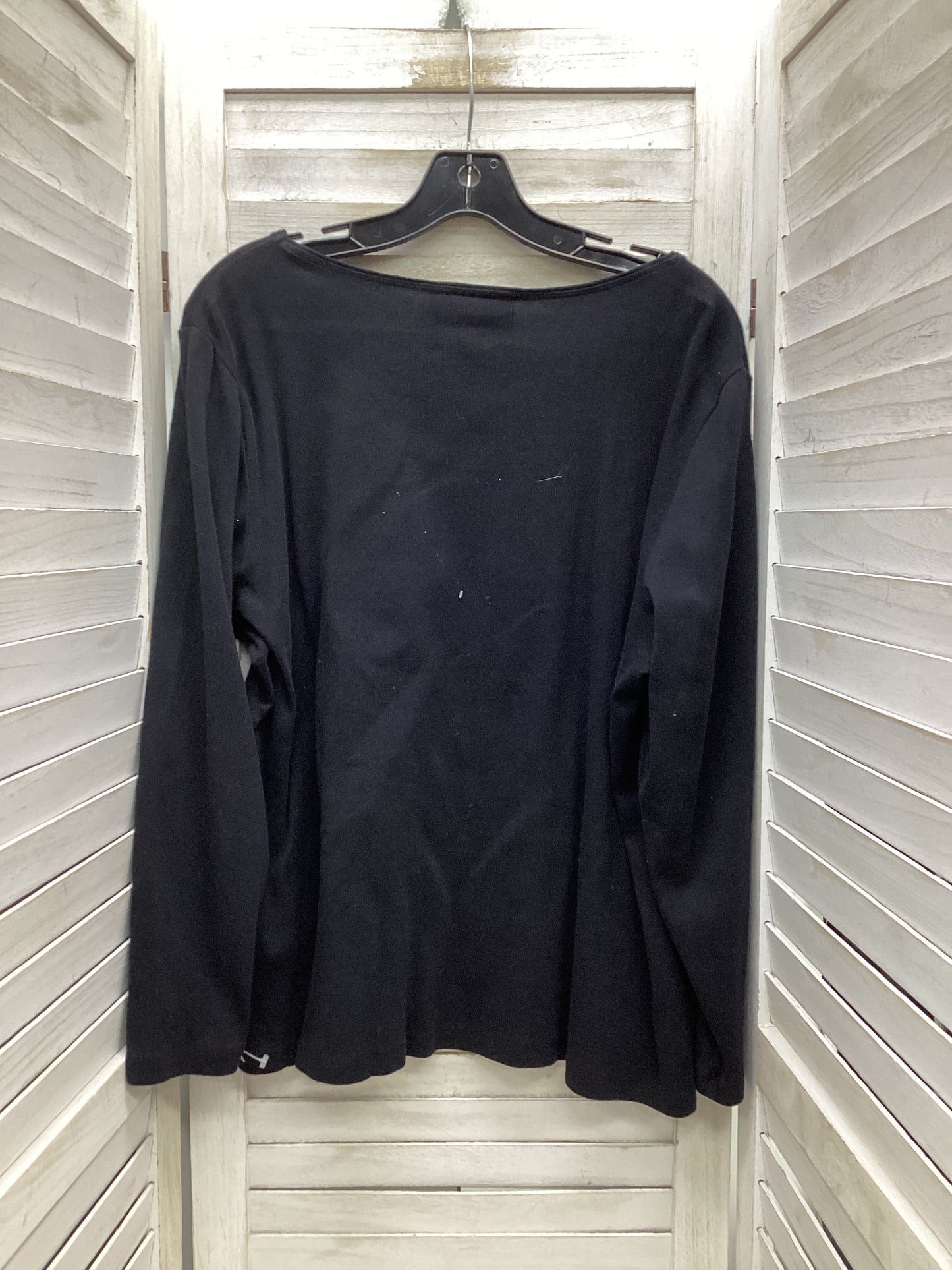 Top Long Sleeve By Karen Scott In Black, Size: 1x