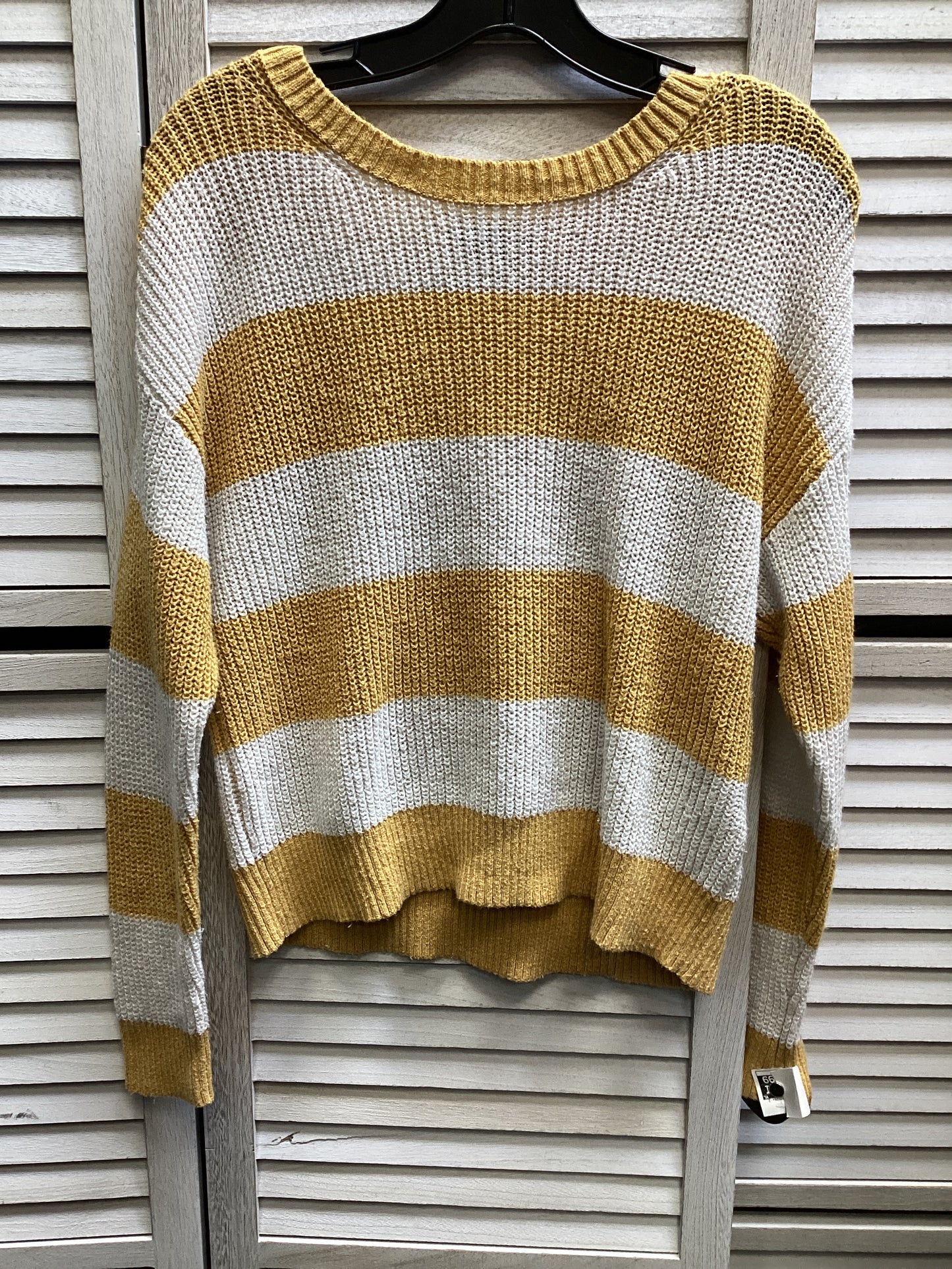 Sweater By American Eagle In White & Yellow, Size: M