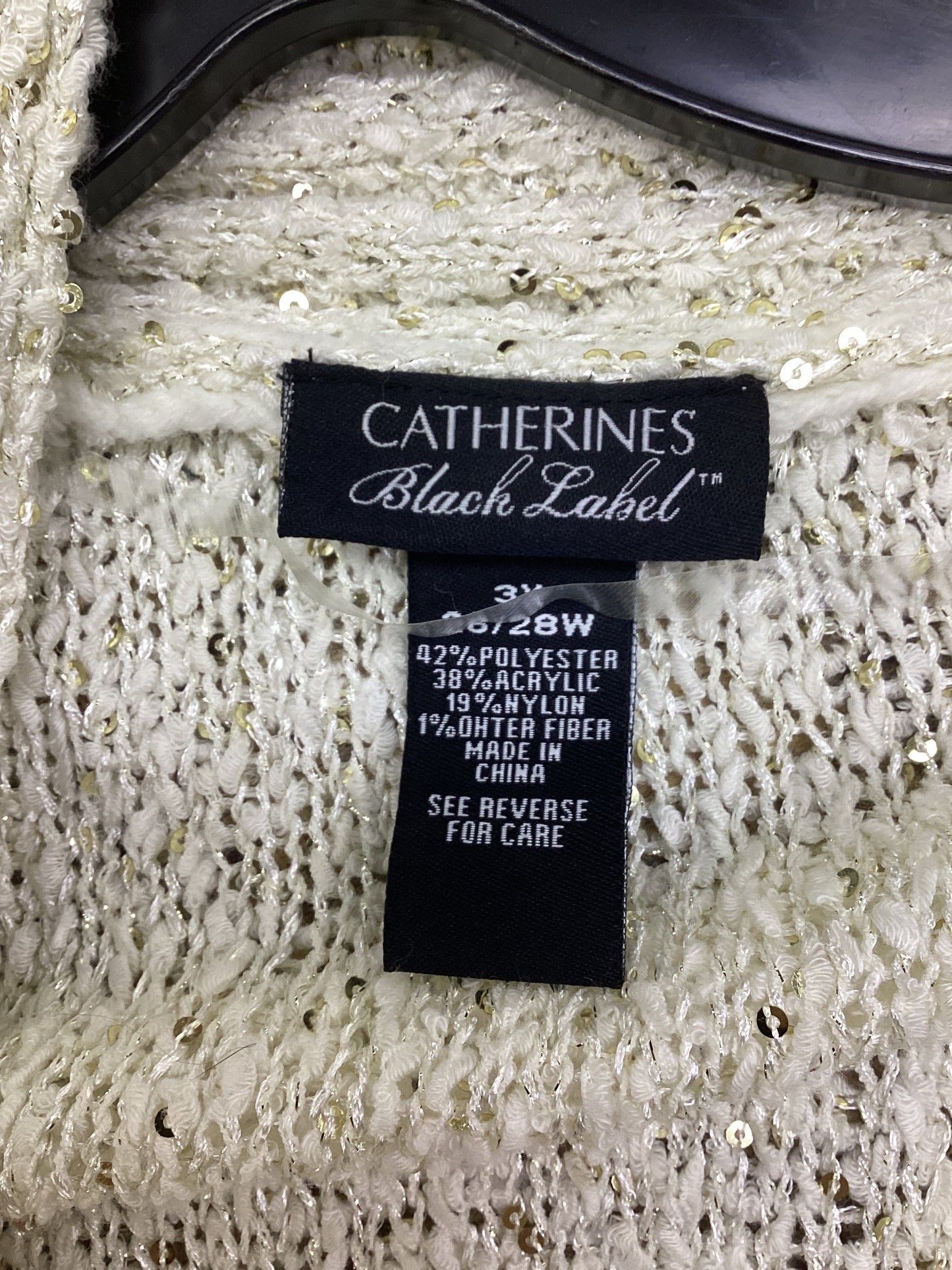 Cardigan By Catherines In White & Yellow, Size: 3x