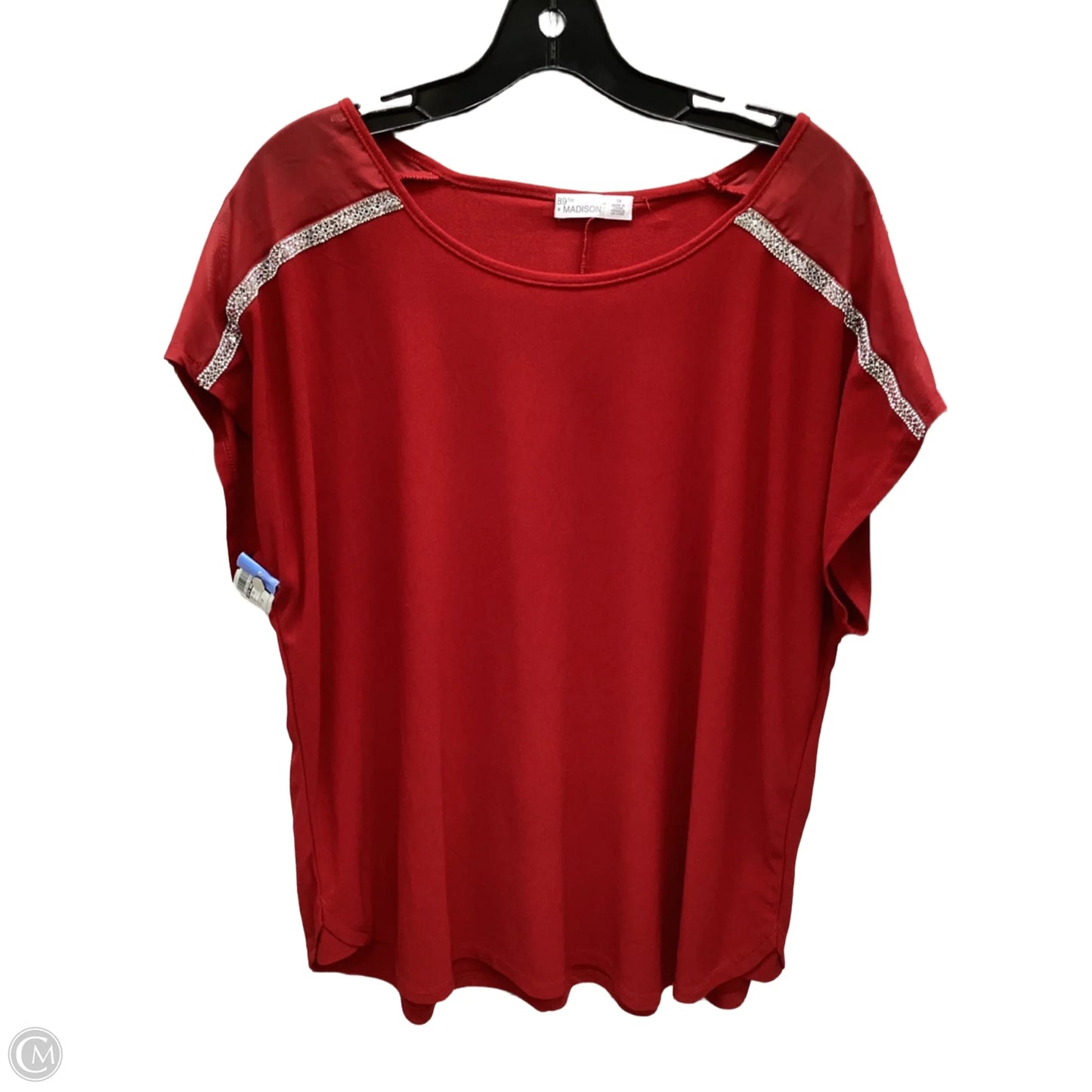 Top Short Sleeve By 89th And Madison In Red, Size: 1x