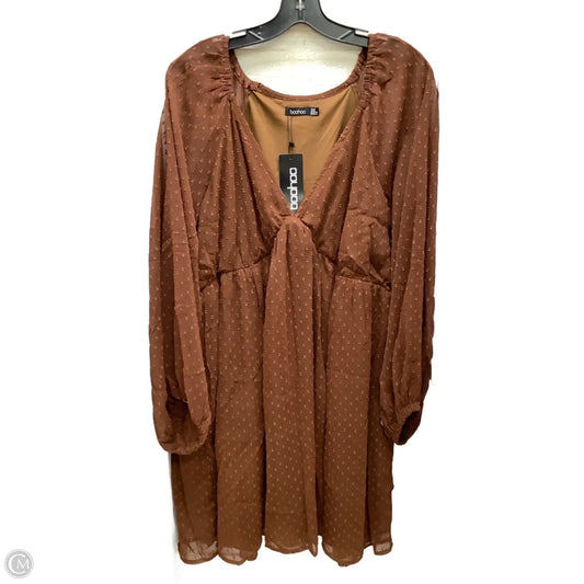Dress Casual Midi By Boohoo Boutique In Brown, Size: 14
