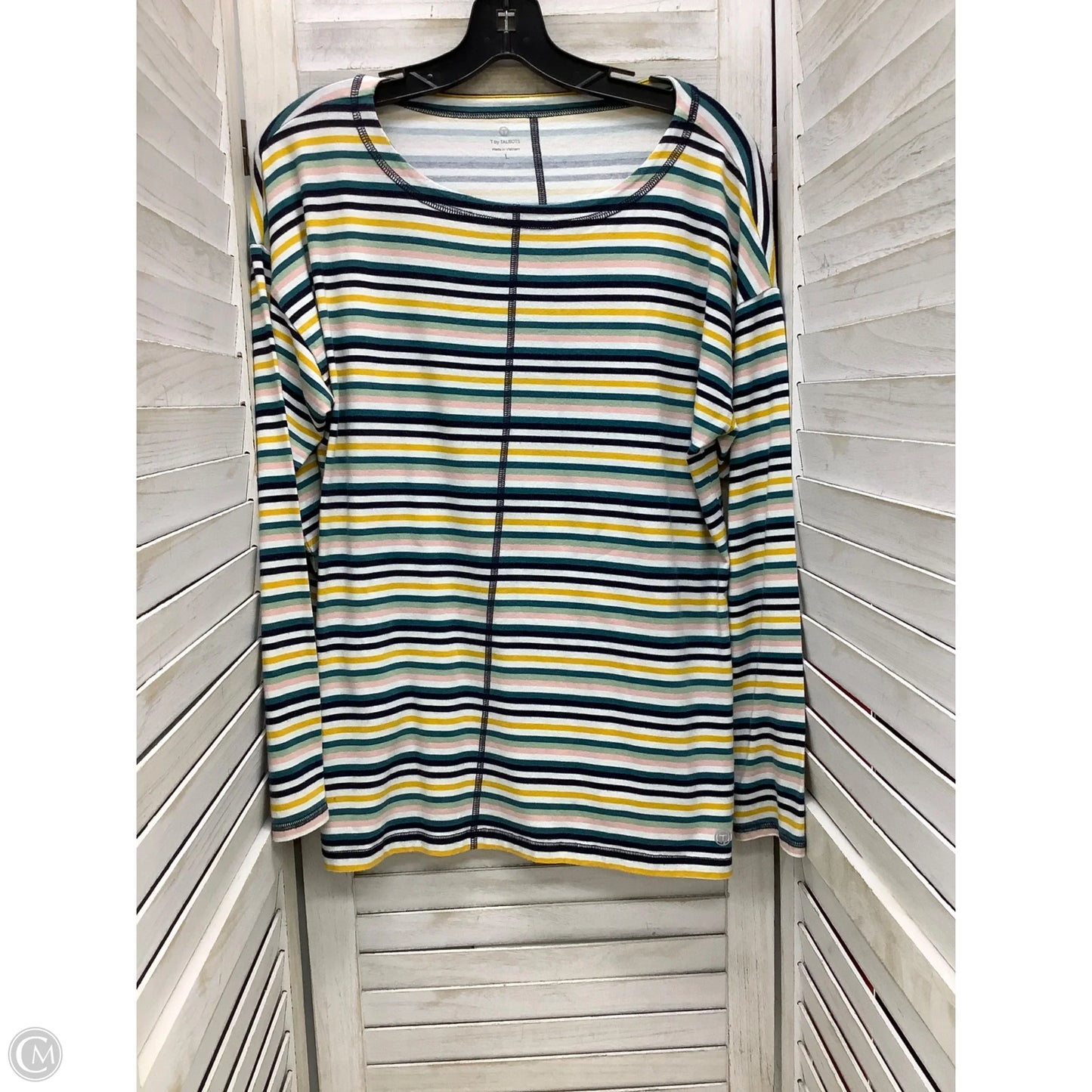 Top Long Sleeve By Talbots In Striped Pattern, Size: L