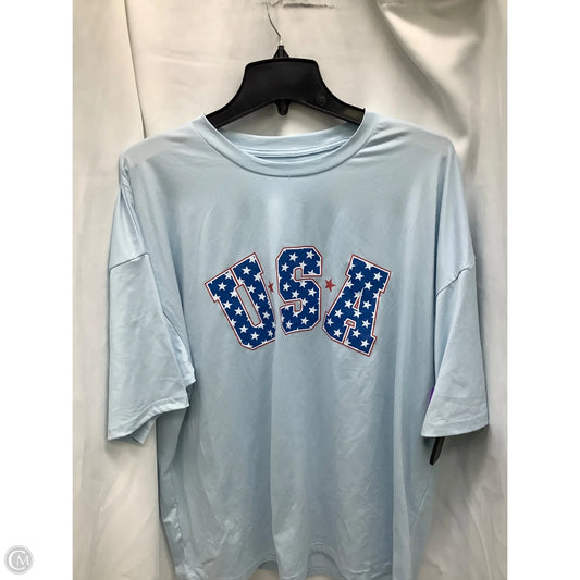 Top Short Sleeve By Shein In Blue Red & White, Size: L