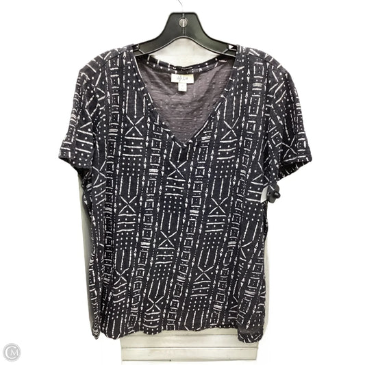 Top Short Sleeve By Style And Company In Grey & White, Size: 2x