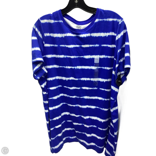 Top Short Sleeve By Kim Rogers In Blue & White, Size: Xxl