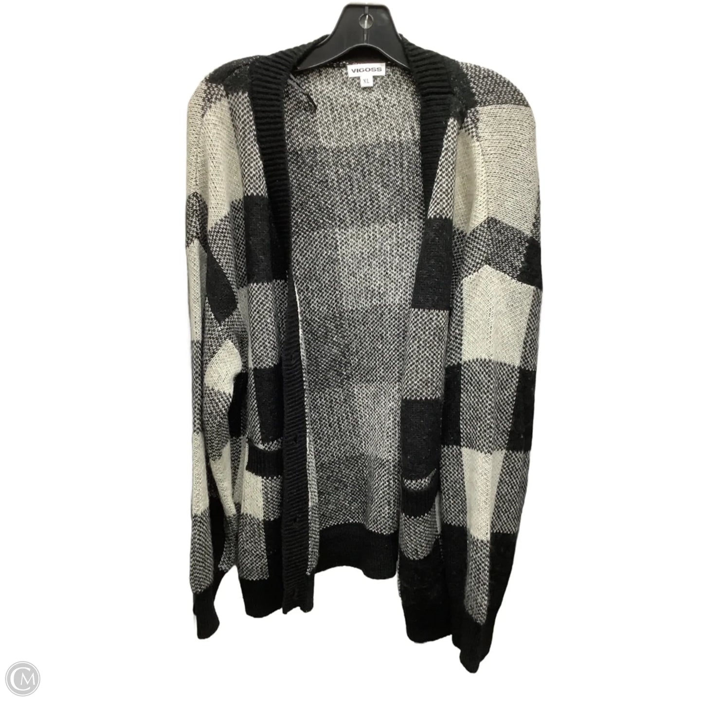 Cardigan By Vigoss In Black & Cream, Size: Xl
