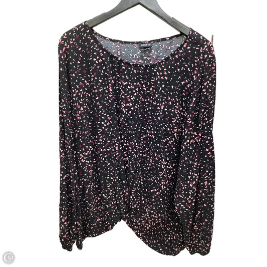 Top Long Sleeve By Torrid In Black & Pink, Size: 4x