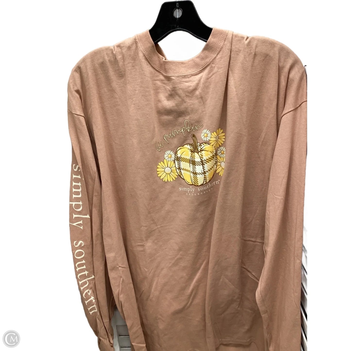 Top Long Sleeve By Simply Southern In Peach, Size: Xxl