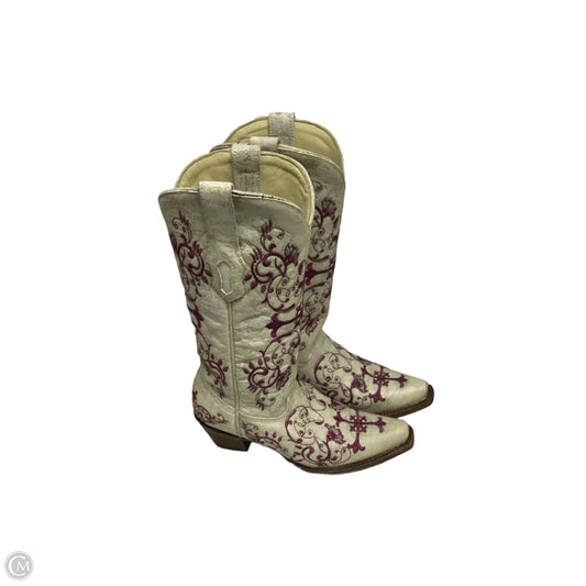 Boots Western By Corral In Cream & Pink, Size: 5.5