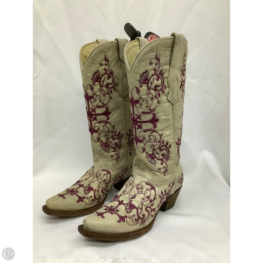 Boots Western By Corral In Cream & Pink, Size: 5.5