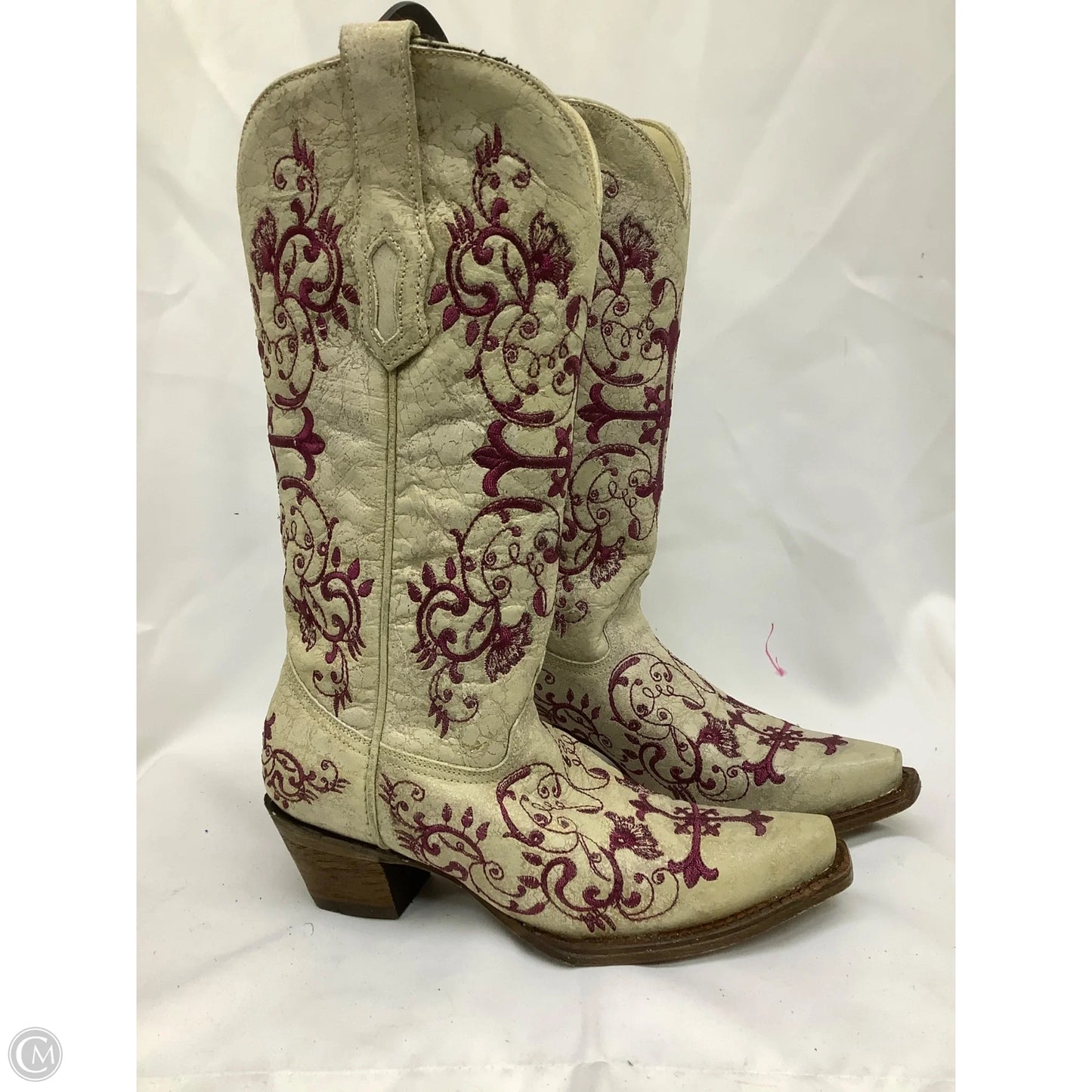 Boots Western By Corral In Cream & Pink, Size: 5.5