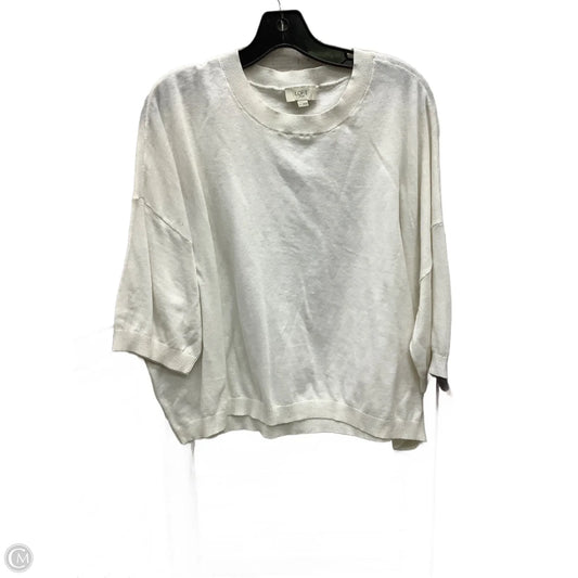 Top 3/4 Sleeve By Loft In Ivory, Size: Xl
