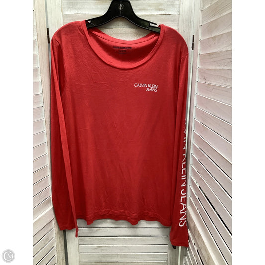 Top Long Sleeve Basic By Calvin Klein In Coral, Size: Xl