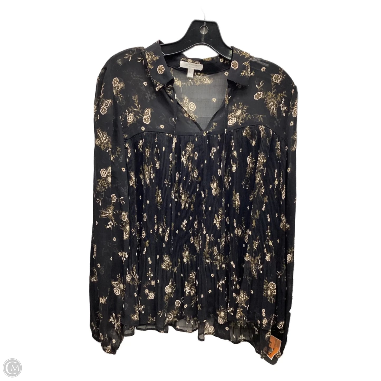 Top Long Sleeve By Lc Lauren Conrad In Black & Cream, Size: M