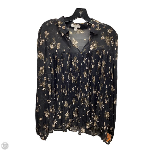 Top Long Sleeve By Lc Lauren Conrad In Black & Cream, Size: M