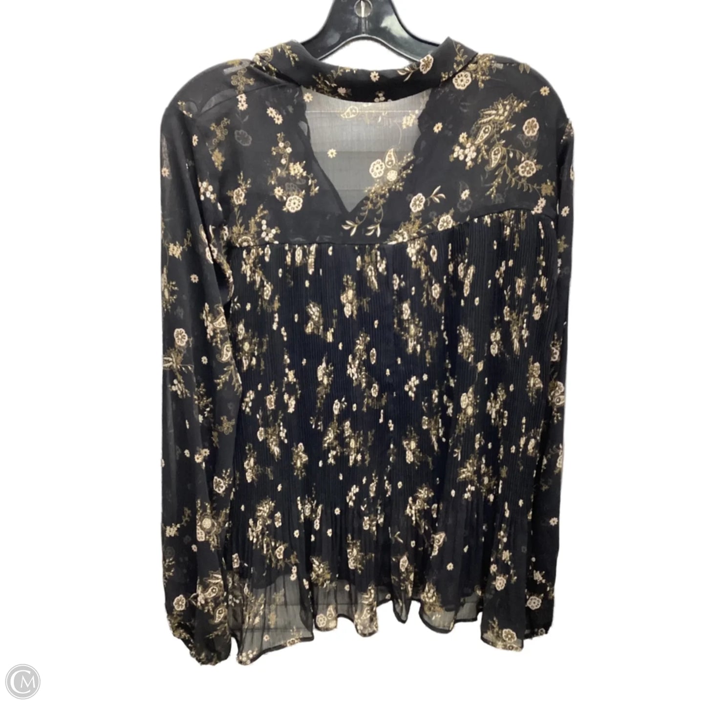 Top Long Sleeve By Lc Lauren Conrad In Black & Cream, Size: M