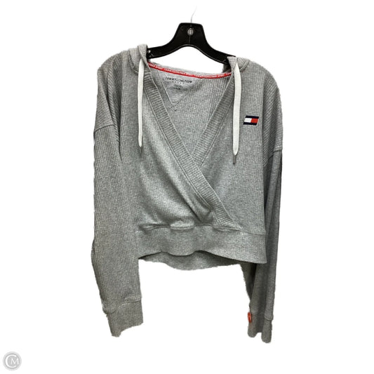 Athletic Sweatshirt Hoodie By Tommy Hilfiger In Grey, Size: L