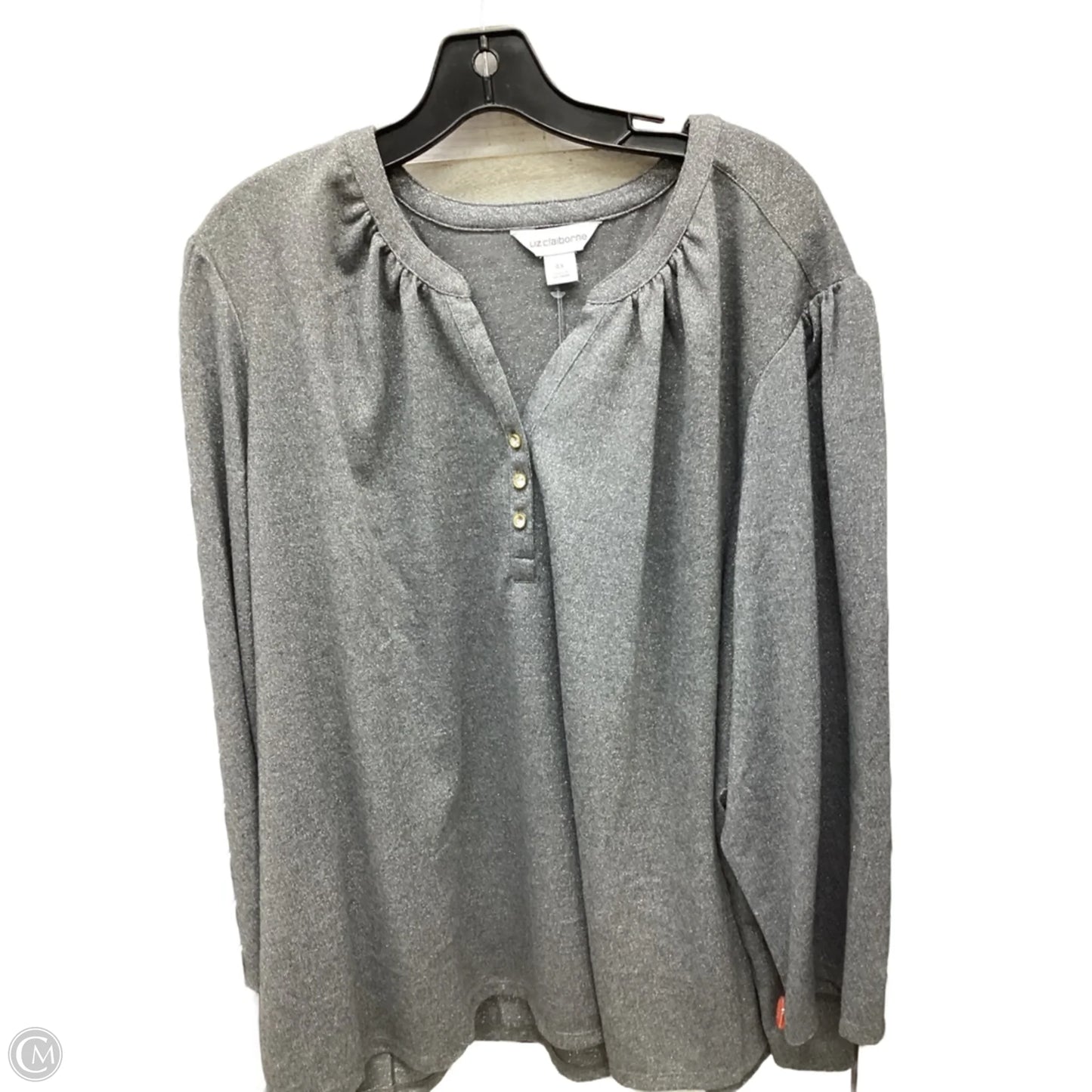 Top Long Sleeve By Liz Claiborne In Grey, Size: 4x
