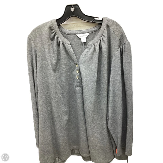 Top Long Sleeve By Liz Claiborne In Grey, Size: 4x