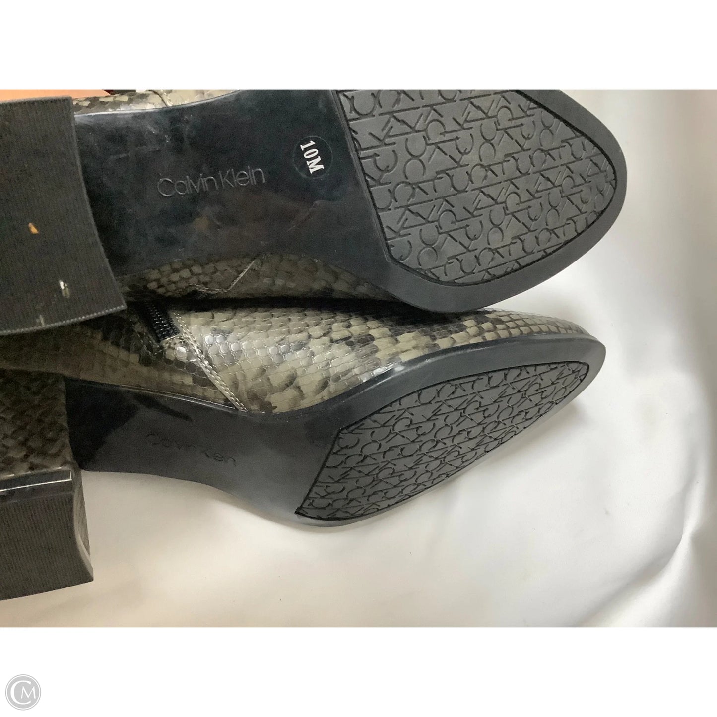 Boots Ankle Heels By Calvin Klein In Snakeskin Print, Size: 10