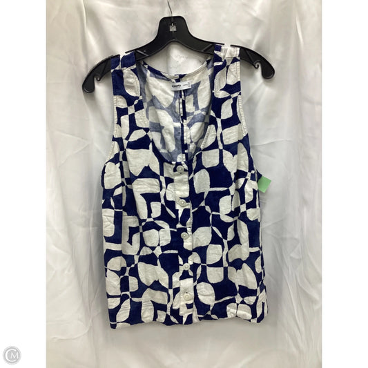 Top Sleeveless By Sonoma In Blue & White, Size: 1x