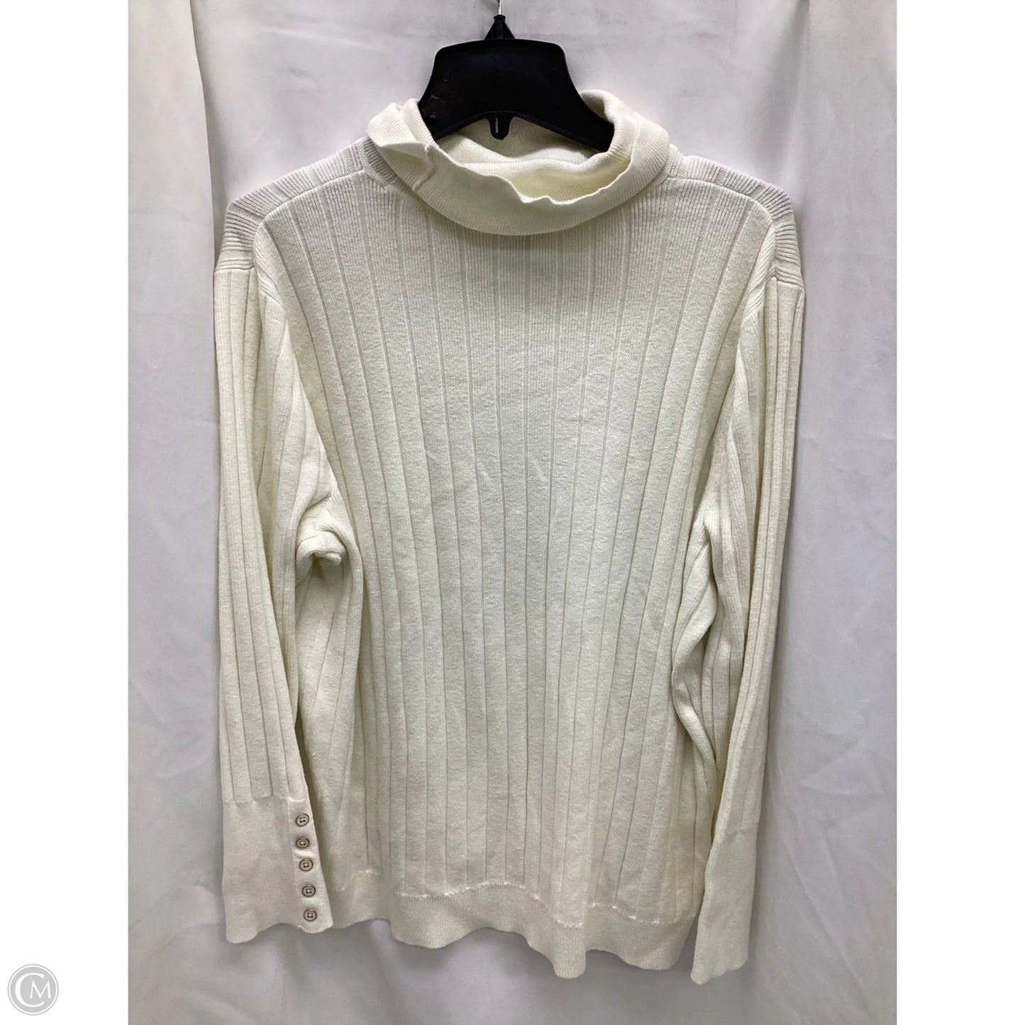Top Long Sleeve By Talbots In Ivory, Size: 2x
