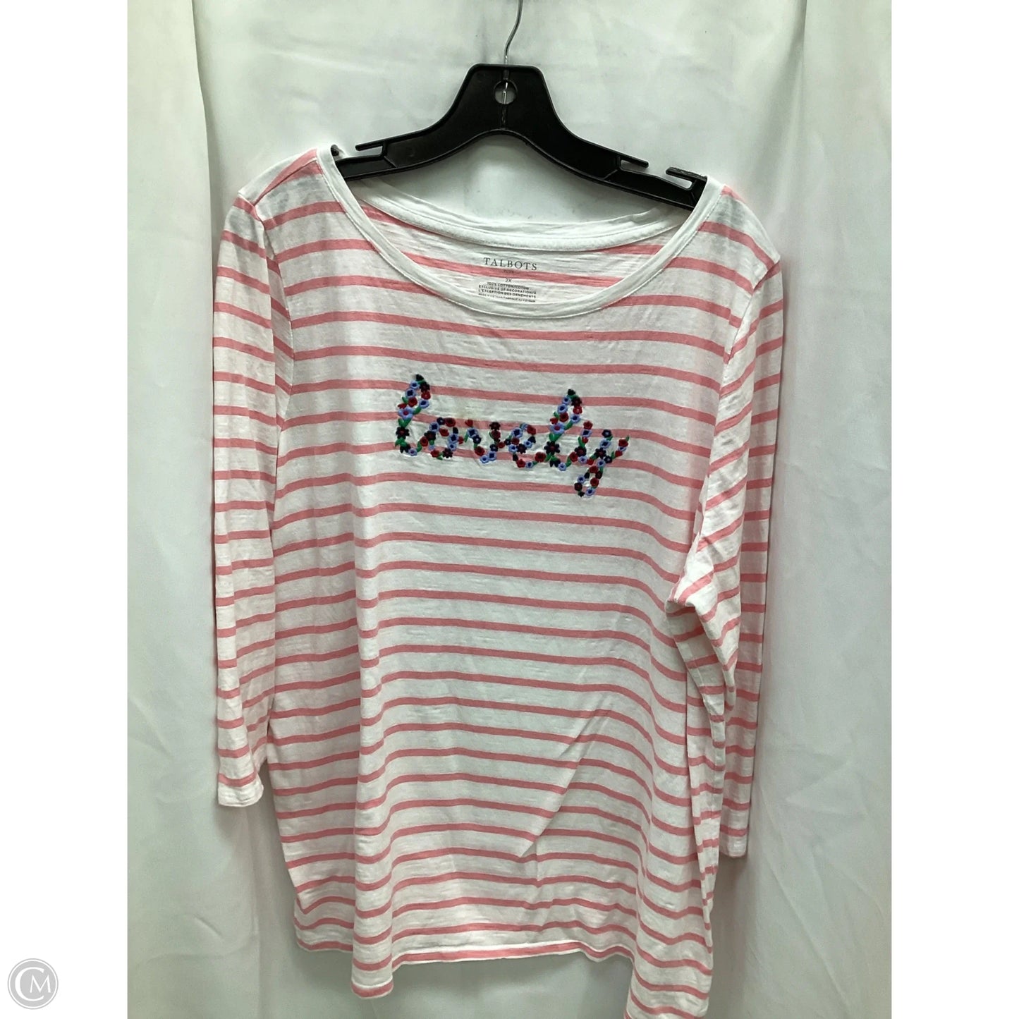 Top Long Sleeve By Talbots In Striped Pattern, Size: 2x