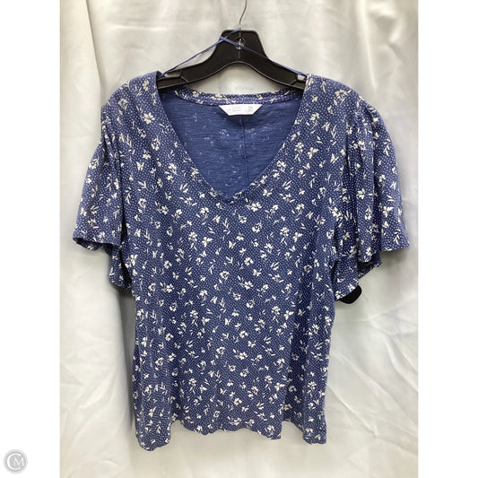 Top Short Sleeve By Lc Lauren Conrad In Blue & White, Size: 2x